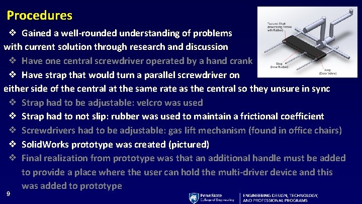 Procedures ❖ Gained a well-rounded understanding of problems with current solution through research and