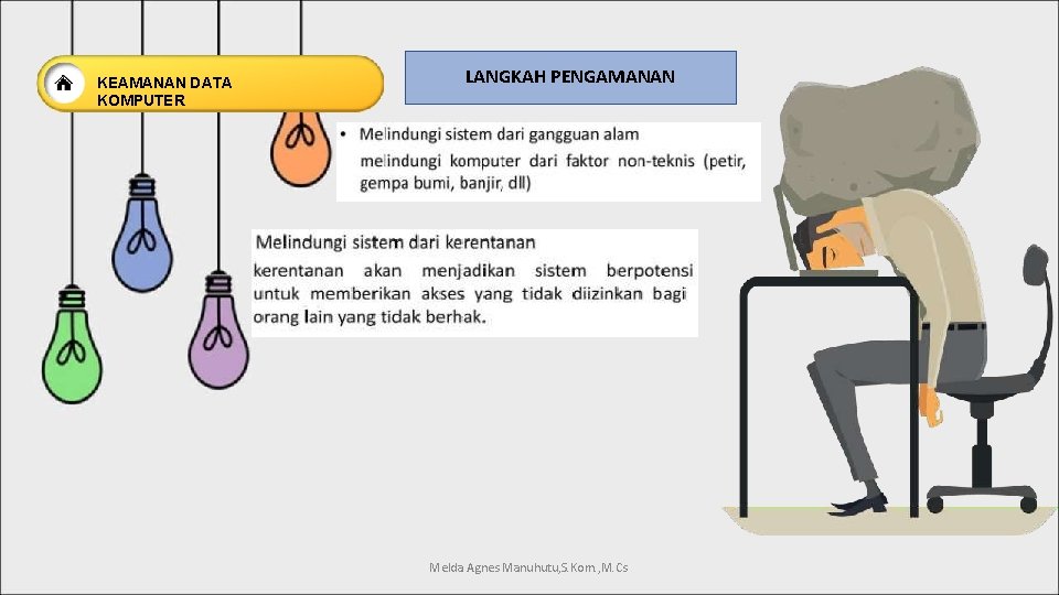 KEAMANAN DATA KOMPUTER LANGKAH PENGAMANAN Melda Agnes Manuhutu, S. Kom. , M. Cs 