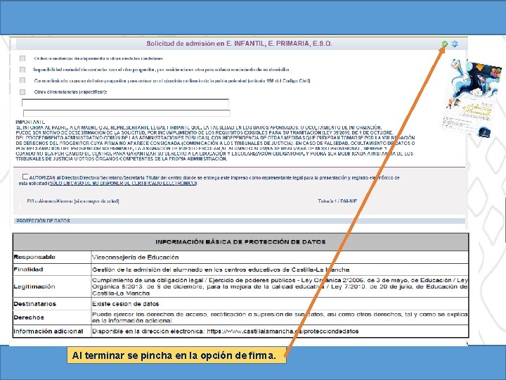 Al terminar se pincha en la opción de firma. 