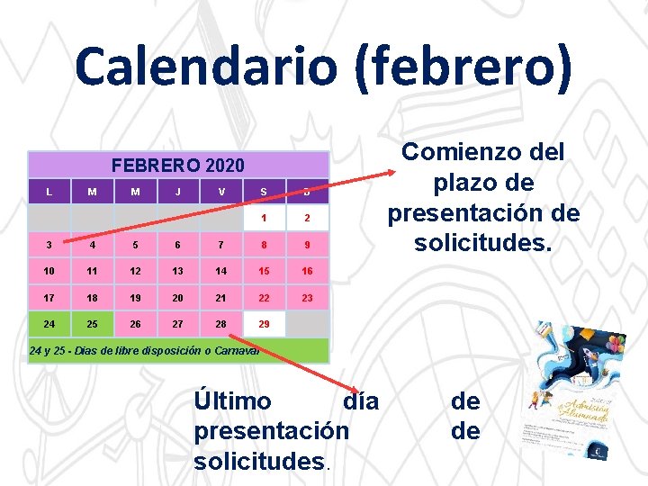 Calendario (febrero) FEBRERO 2020 L M M J V S D 1 2 3