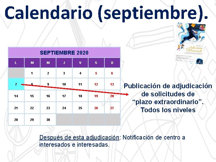 Calendario (septiembre). SEPTIEMBRE 2020 L M M J V S D 1 2 3