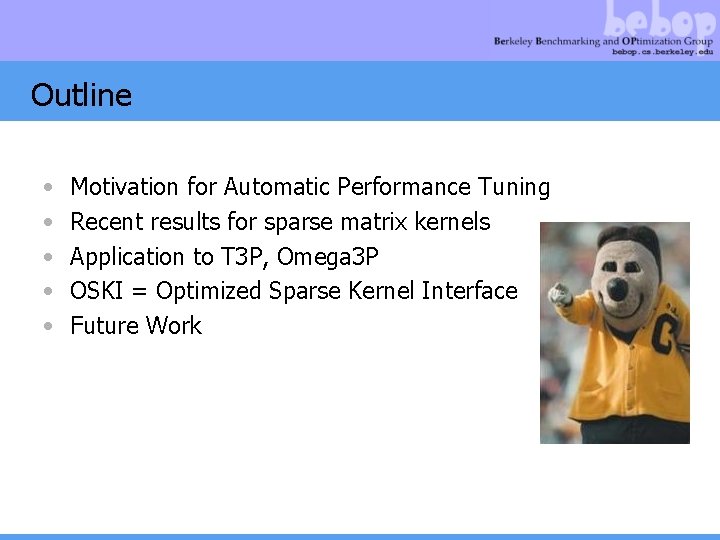 Automatic Performance Tuning of Sparse Matrix Kernels Recent
