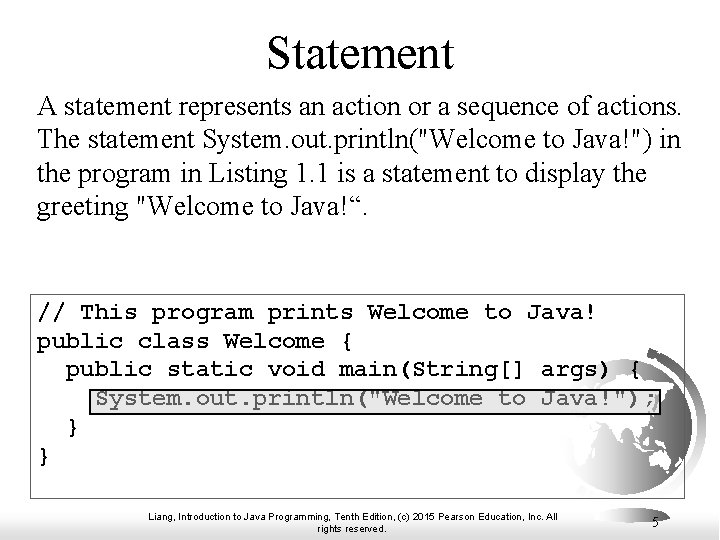 Statement A statement represents an action or a sequence of actions. The statement System. Statement A statement represents an action or a sequence of actions. The statement System.