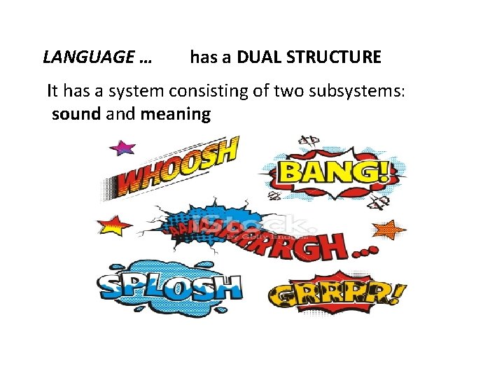 LANGUAGE … has a DUAL STRUCTURE It has a system consisting of two subsystems: