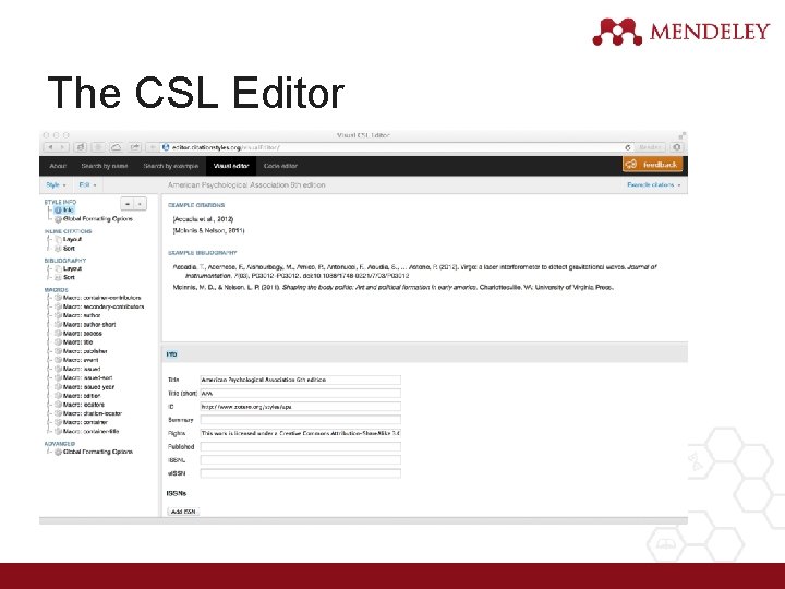 The CSL Editor 