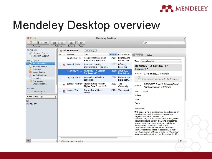 Mendeley Desktop overview 