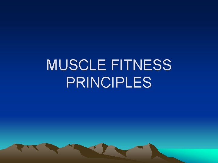 MUSCLE FITNESS PRINCIPLES 