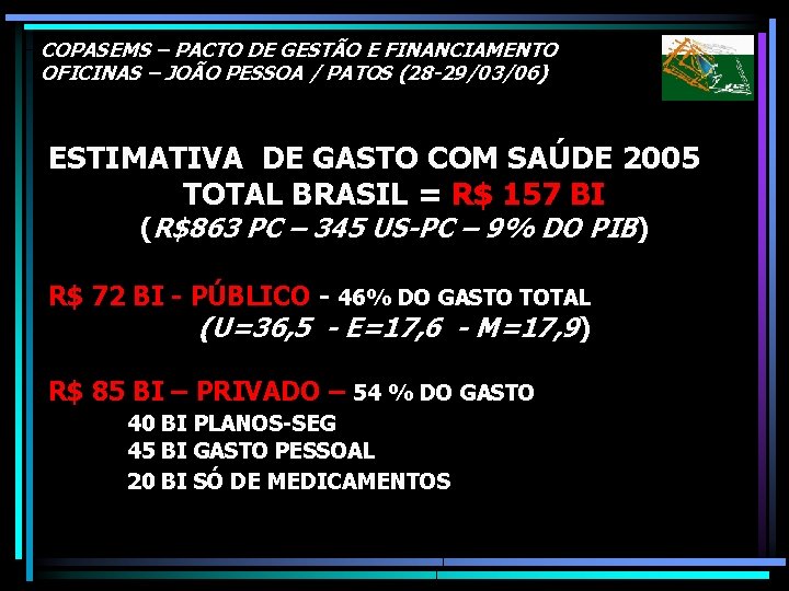 COPASEMS – PACTO DE GESTÃO E FINANCIAMENTO OFICINAS – JOÃO PESSOA / PATOS (28