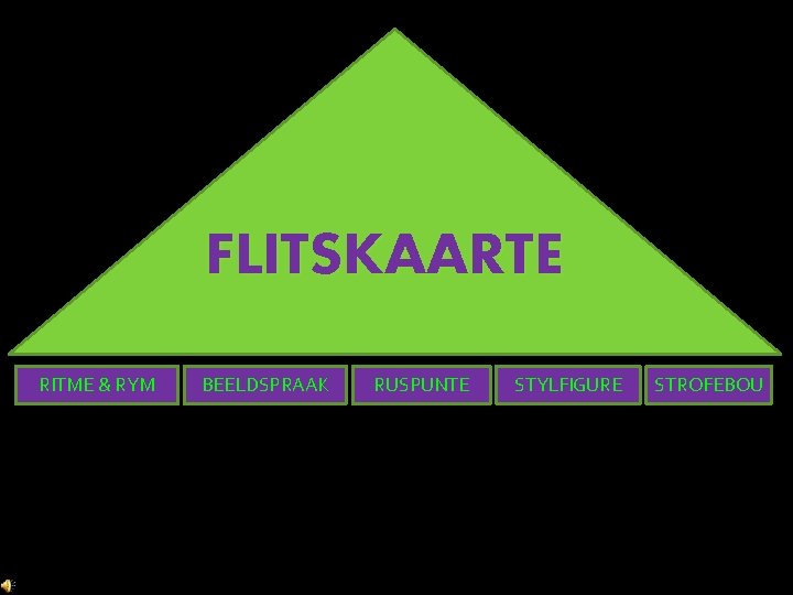 FLITSKAARTE RITME & RYM BEELDSPRAAK RUSPUNTE STYLFIGURE STROFEBOU 