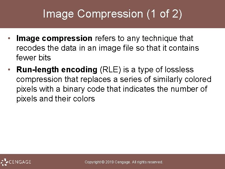 Image Compression (1 of 2) • Image compression refers to any technique that recodes