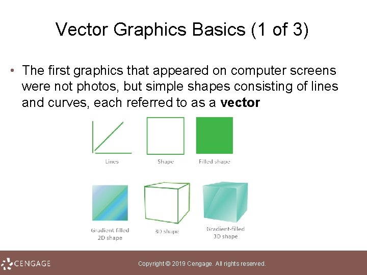 Vector Graphics Basics (1 of 3) • The first graphics that appeared on computer