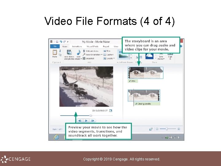 Video File Formats (4 of 4) Copyright © 2019 Cengage. All rights reserved. 