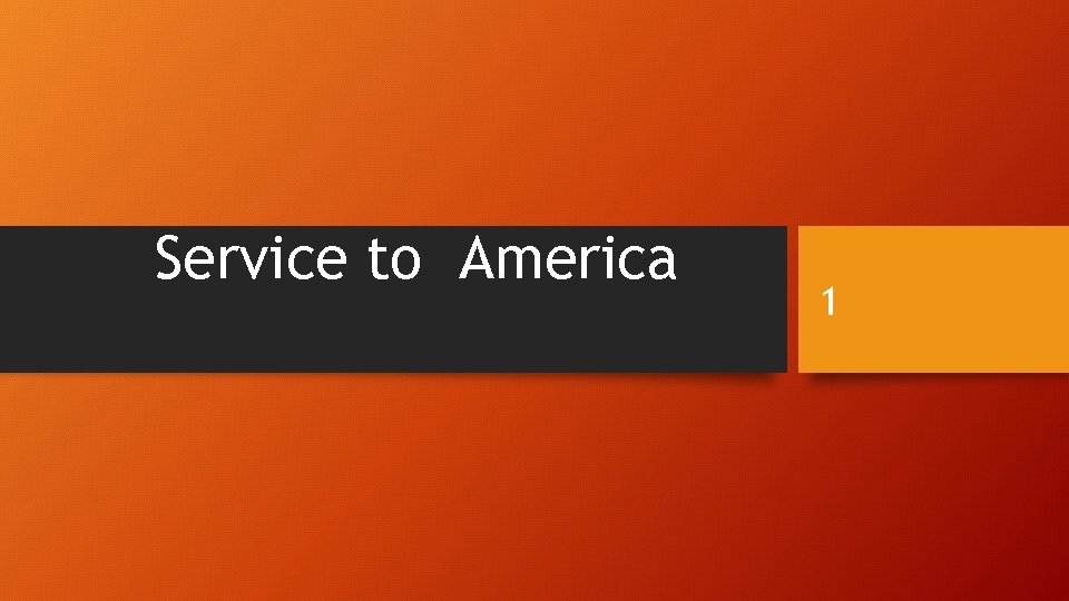 Service to America 1 