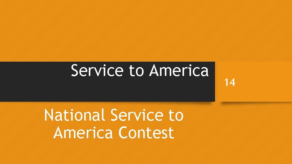 Service to America National Service to America Contest 14 