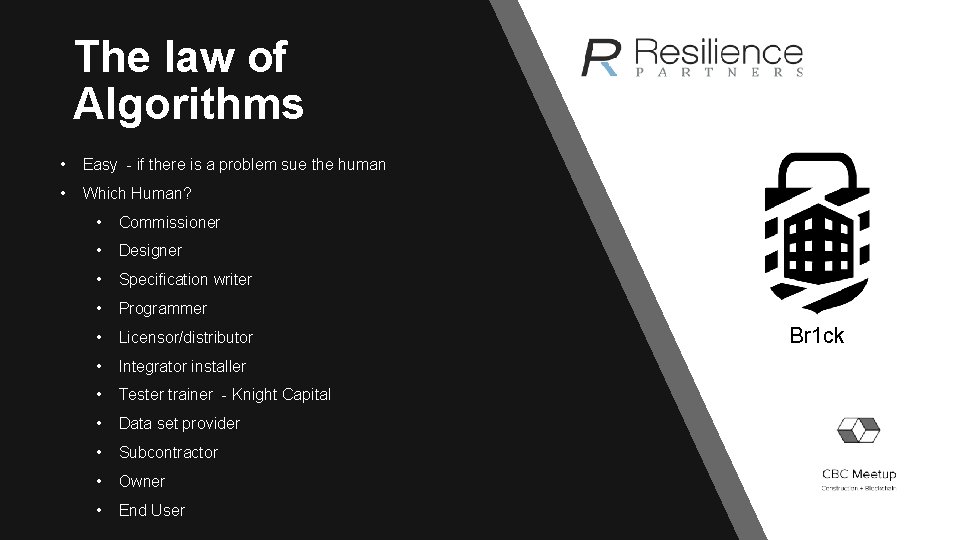 The law of Algorithms • Easy - if there is a problem sue the