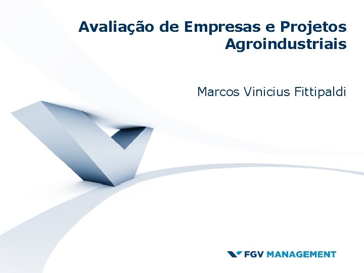 Avaliação de Empresas e Projetos Agroindustriais Marcos Vinicius Fittipaldi 