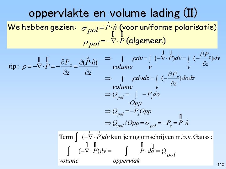 oppervlakte en volume lading (II) 118 