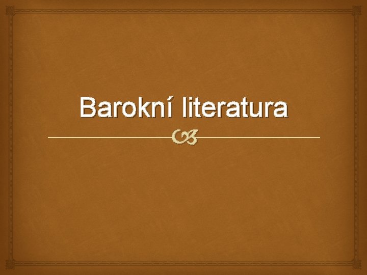 Barokní literatura 