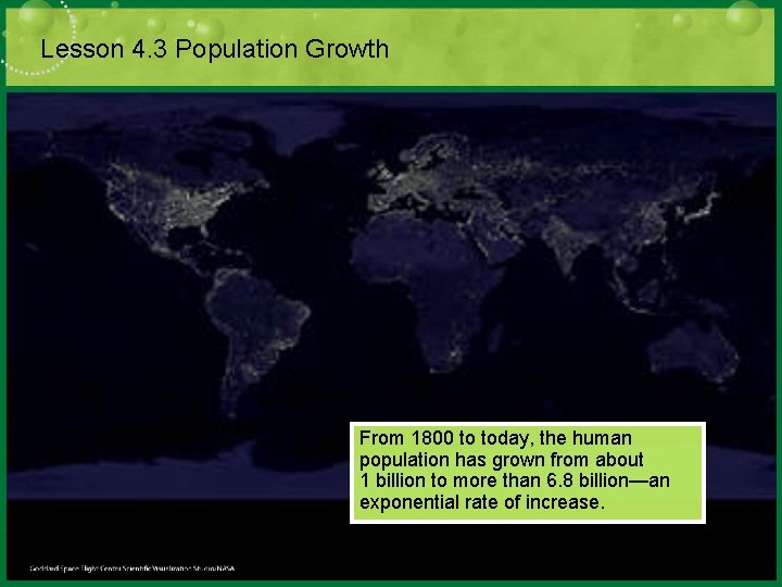 Lesson 4. 3 Population Growth From 1800 to today, the human population has grown