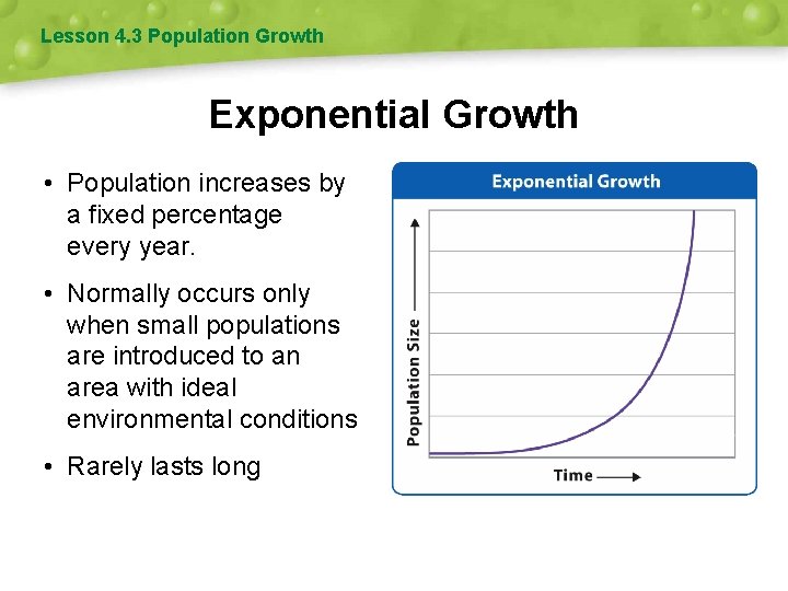 Lesson 4. 3 Population Growth Exponential Growth • Population increases by a fixed percentage