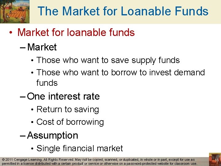 The Market for Loanable Funds • Market for loanable funds – Market • Those