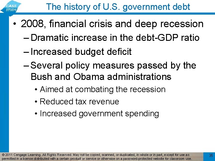 The history of U. S. government debt • 2008, financial crisis and deep recession