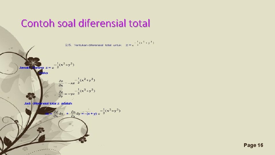 Contoh soal diferensial total Free Powerpoint Templates Page 16 