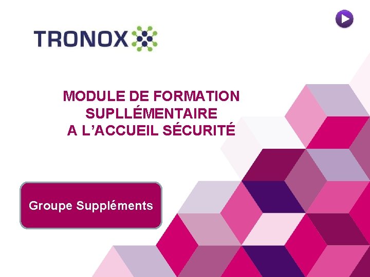 MODULE DE FORMATION SUPLLÉMENTAIRE A L’ACCUEIL SÉCURITÉ Groupe Suppléments 