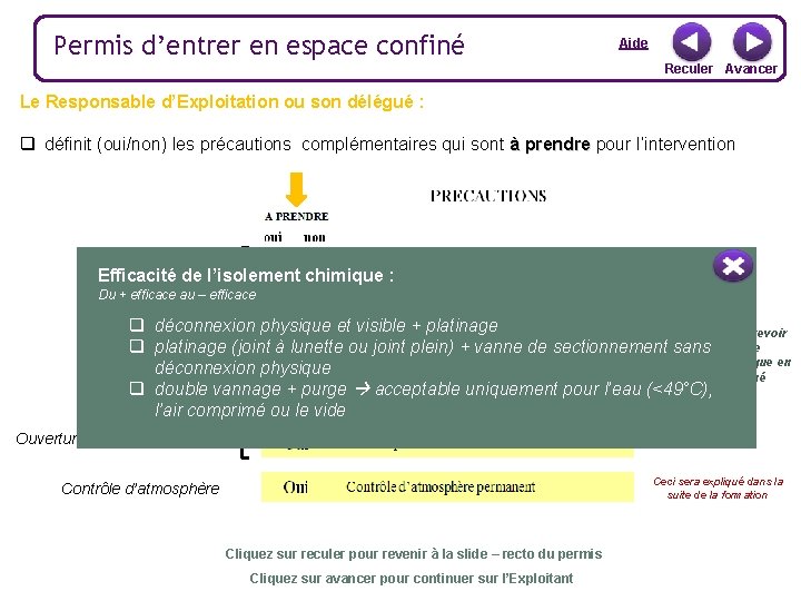 Permis d’entrer en espace confiné Aide Reculer Avancer Le Responsable d’Exploitation ou son délégué