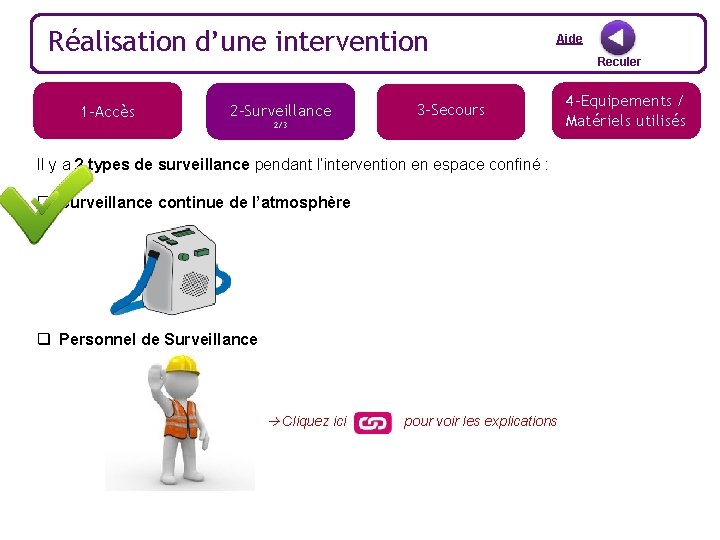 Réalisation d’une intervention 1 -Accès 2 -Surveillance Aide 3 -Secours 2/3 Il y a