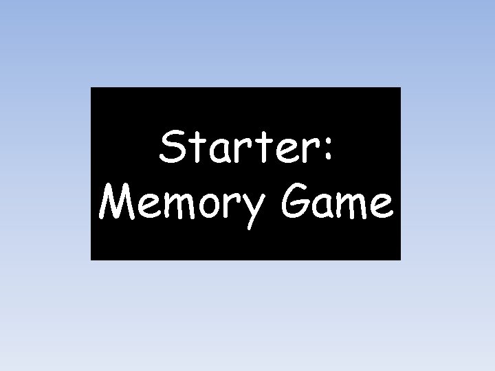 Starter: Memory Game 