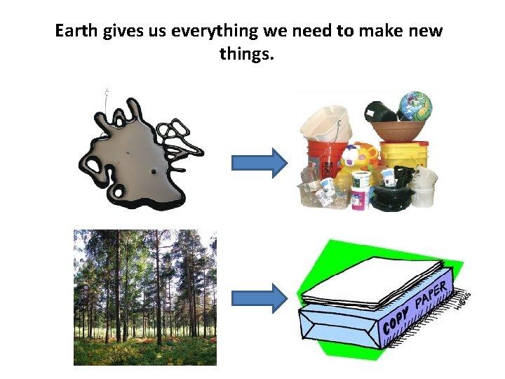 Earth gives us everything we need to make new things. 