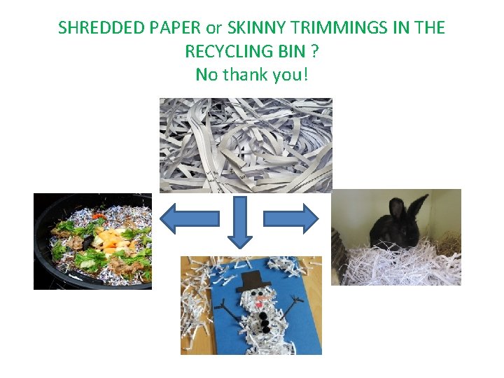 SHREDDED PAPER or SKINNY TRIMMINGS IN THE RECYCLING BIN ? No thank you! 