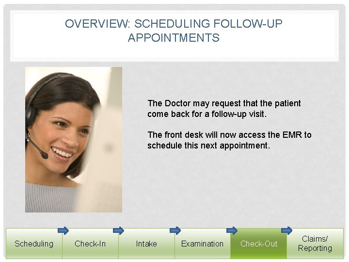 OVERVIEW: SCHEDULING FOLLOW-UP APPOINTMENTS The Doctor may request that the patient come back for