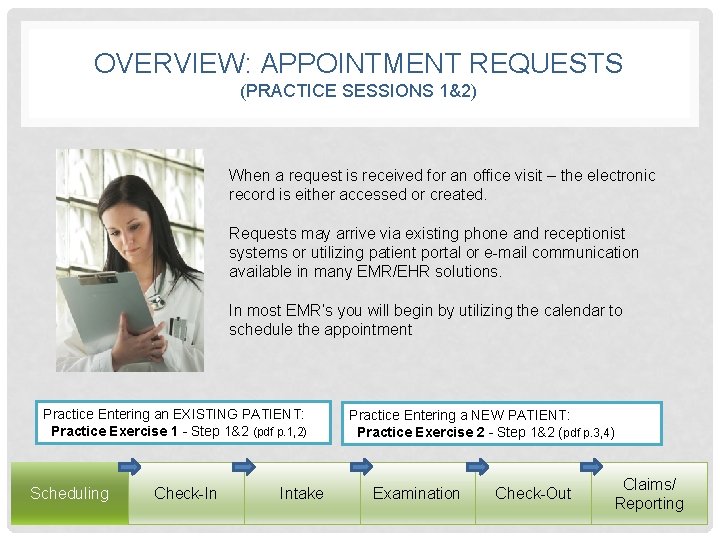 OVERVIEW: APPOINTMENT REQUESTS (PRACTICE SESSIONS 1&2) When a request is received for an office