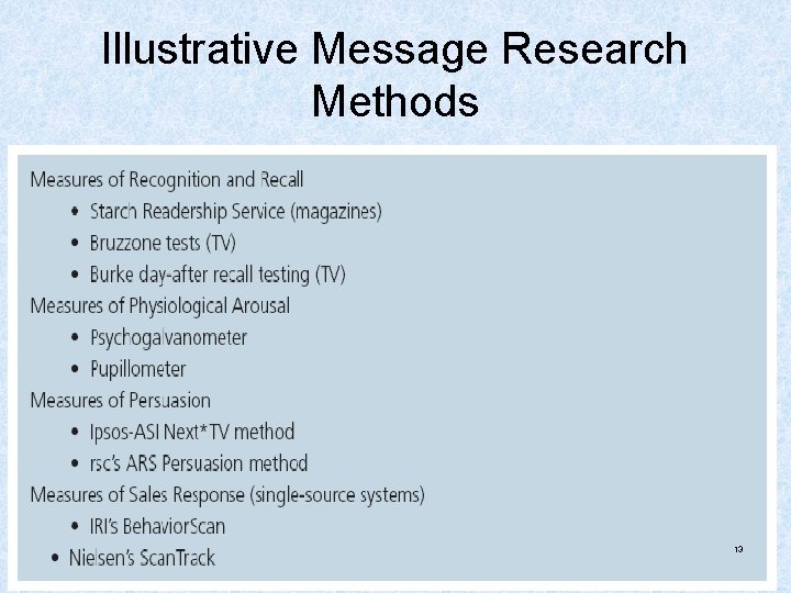 Illustrative Message Research Methods 13 