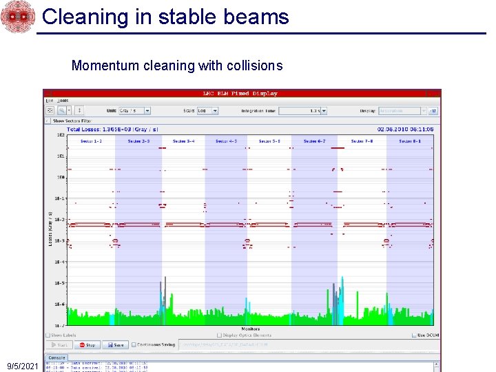 Cleaning in stable beams Momentum cleaning with collisions 9/5/2021 LHC status 