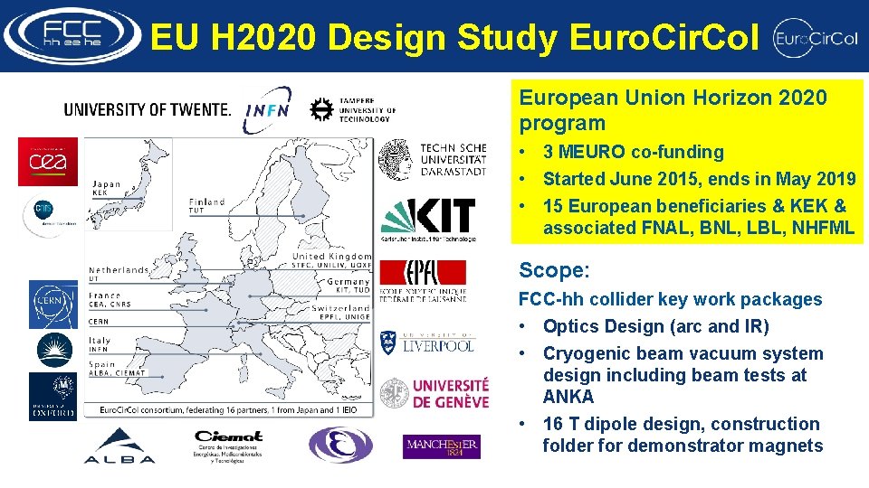 EU H 2020 Design Study Euro. Cir. Col European Union Horizon 2020 program •