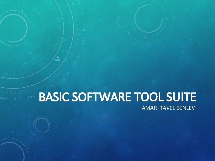 BASIC SOFTWARE TOOL SUITE AMARI TAVEL BENLEVI 