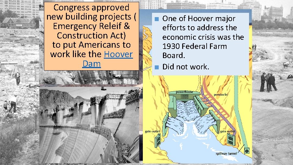 Congress approved new building projects ( Emergency Releif & Construction Act) to put Americans