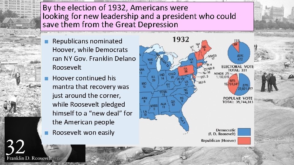 By the election of 1932, Americans were looking for new leadership and a president