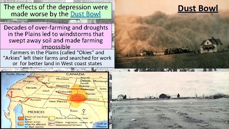 The effects of the depression were made worse by the Dust Bowl Decades of