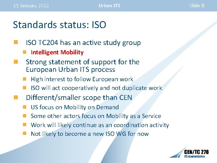 21 January 2022 Urban ITS Smart Cities Urban