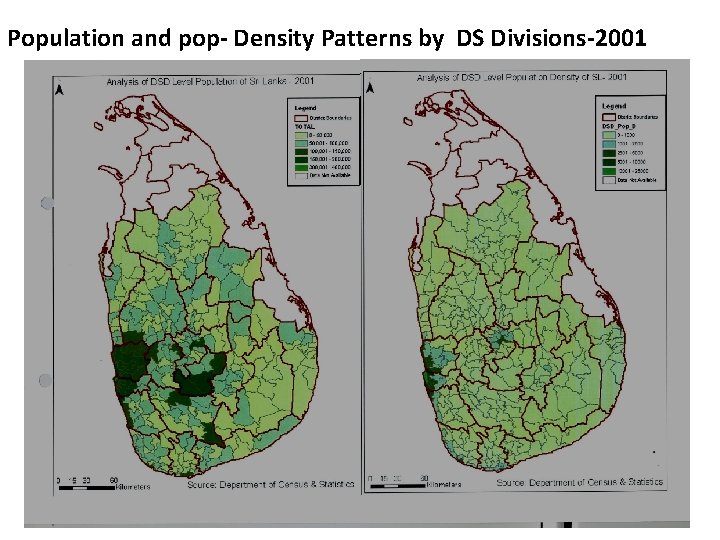 Population and pop- Density Patterns by DS Divisions-2001 