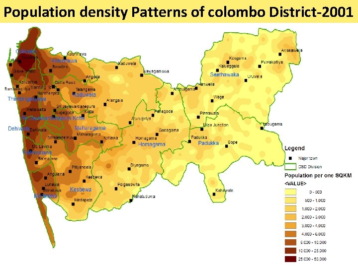 Population density Patterns of colombo District-2001 18 