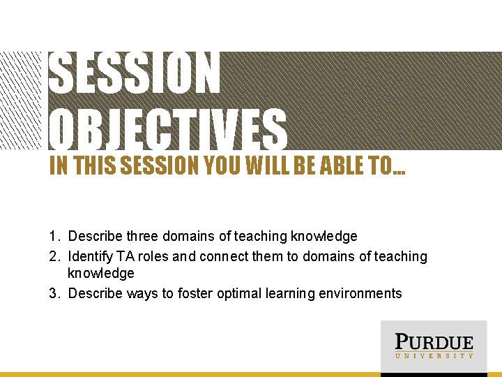 SESSION OBJECTIVES IN THIS SESSION YOU WILL BE ABLE TO… 1. Describe three domains