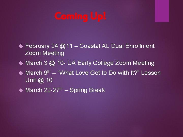 Coming Up! February 24 @11 – Coastal AL Dual Enrollment Zoom Meeting March 3