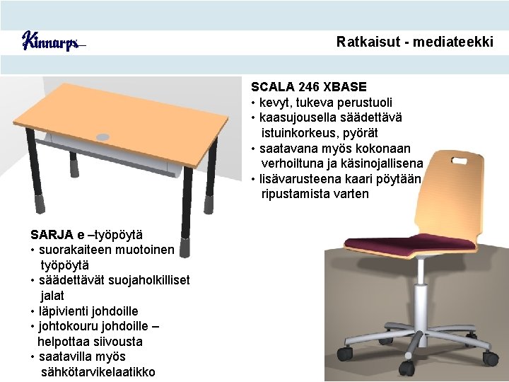 Mediateekki Ratkaisut - mediateekki SCALA 246 XBASE • kevyt, tukeva perustuoli • kaasujousella säädettävä