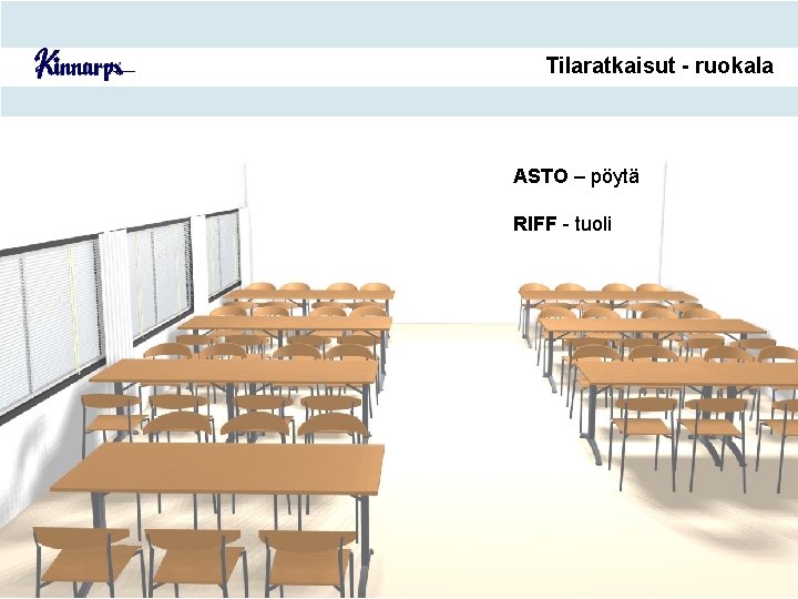 Tilaratkaisut - ruokala ASTO – pöytä RIFF - tuoli 