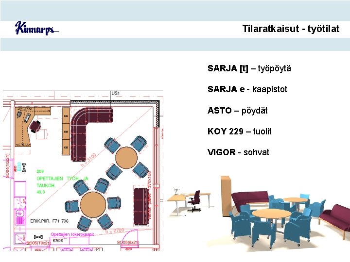 Tilaratkaisut - työtilat SARJA [t] – työpöytä SARJA e - kaapistot ASTO – pöydät